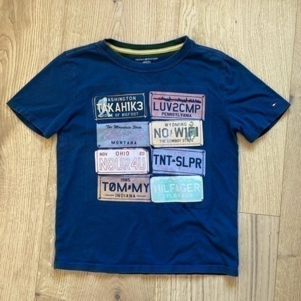 Tommy Hilfiger Boys Blue Graphic Tee Size M 8-10